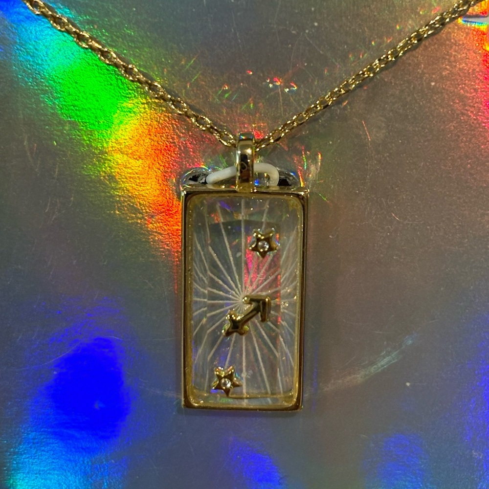 14K Gold Dipped Zodiac Sagittarius Cubic Zirconia Pendent Necklace